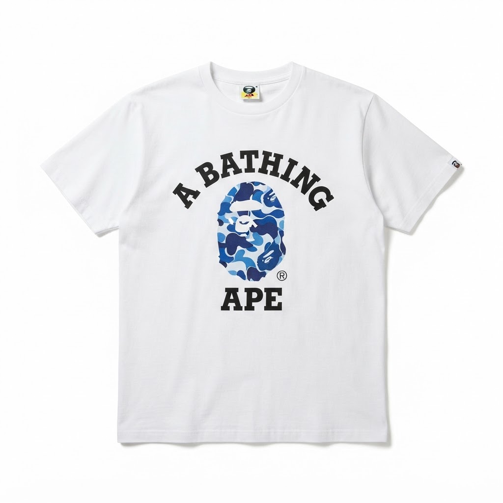 BAPE A Bathing Ape Blue Camo Tee