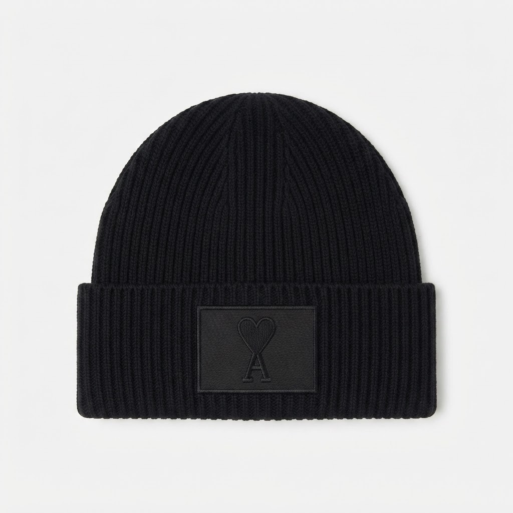 Ami Paris Heart Logo Knit Beanie