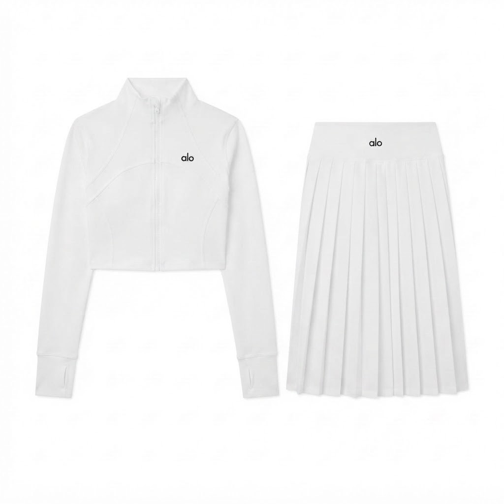 Alo Sports Bra & Pleated Skirt Set