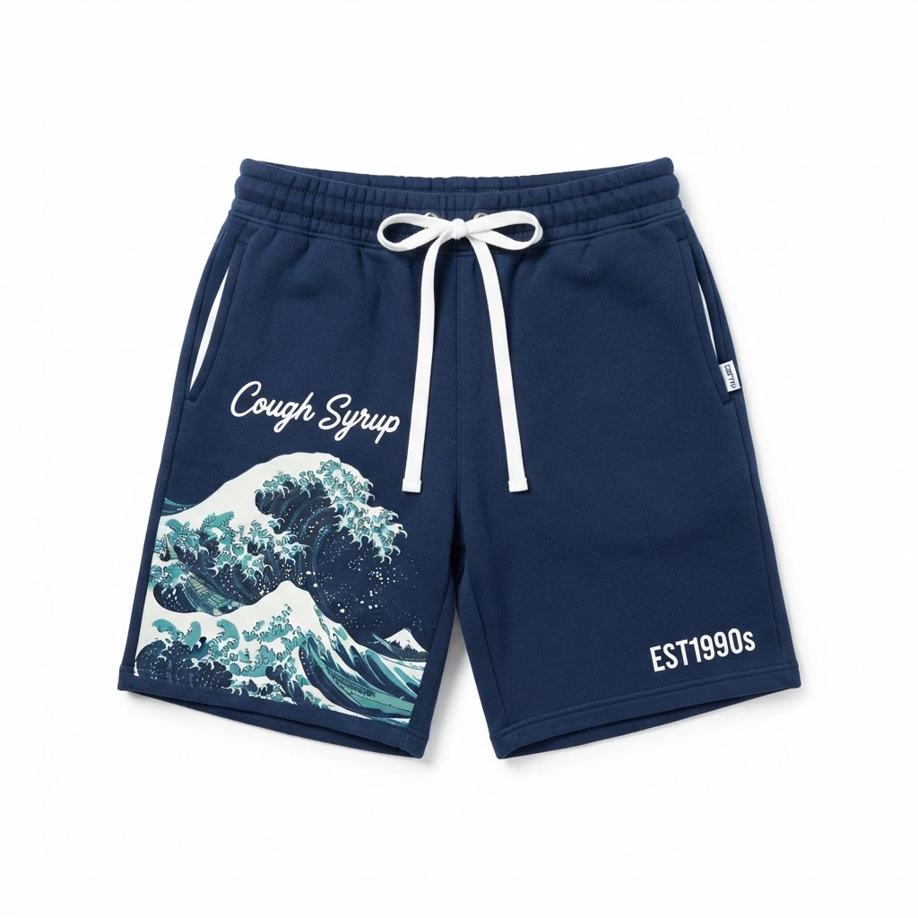 TAALOCS Shorts — Navy Great Wave