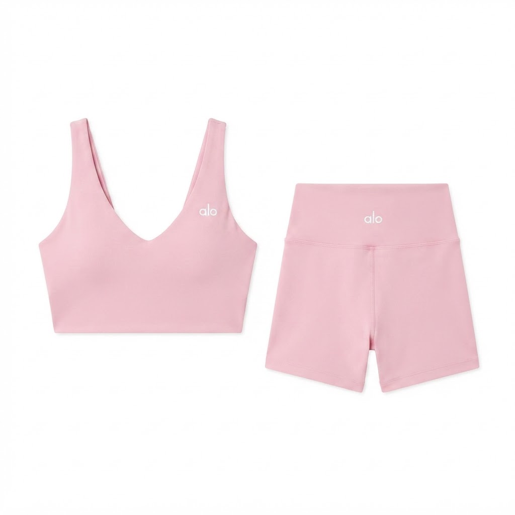 Alo V-Neck Contoured Bra & Athletic Shorts Set