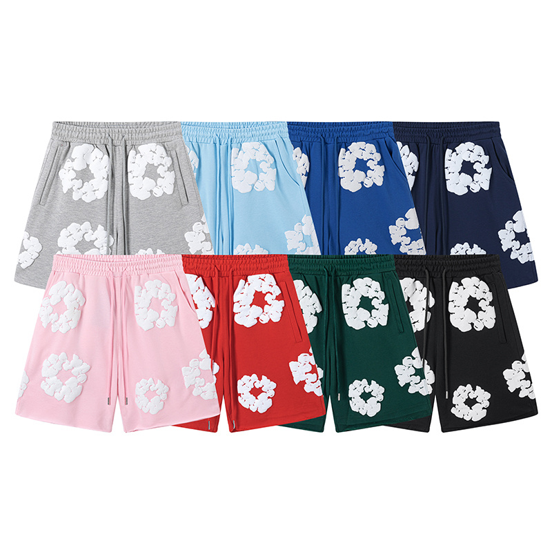 Denim Tears Crystal Wreath Shorts — 4 Colors (Black/Pink/Dark Navy/Grey)