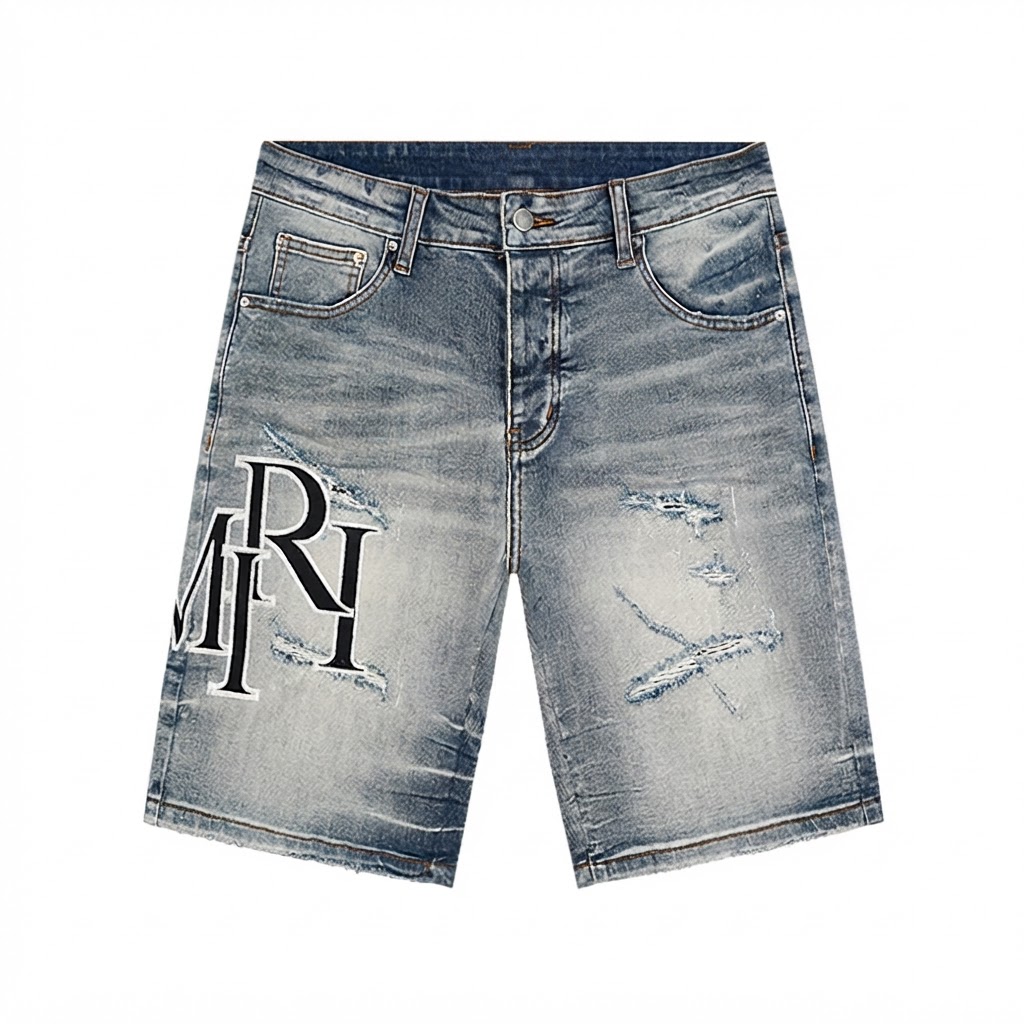 Amiri-Inspired Distressed Denim Shorts