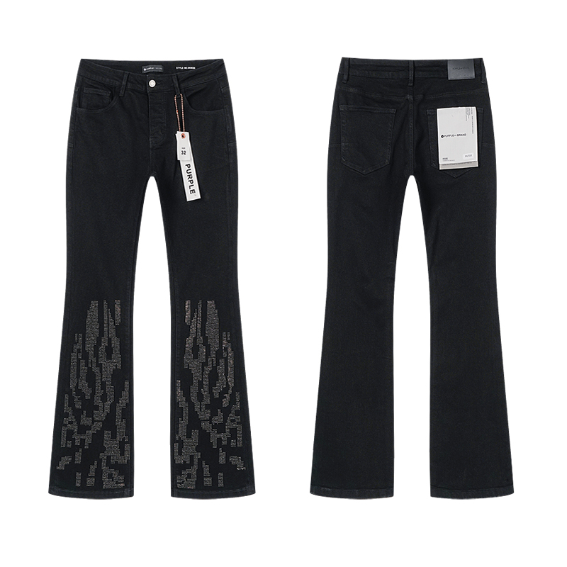 Purple Brand Flame Rhinestone Flare Jeans — Black (Women's)
