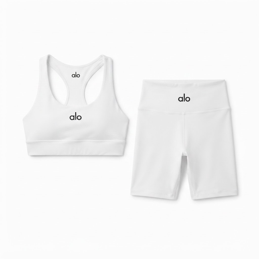 Alo Racerback Sports Bra & Biker Shorts Set