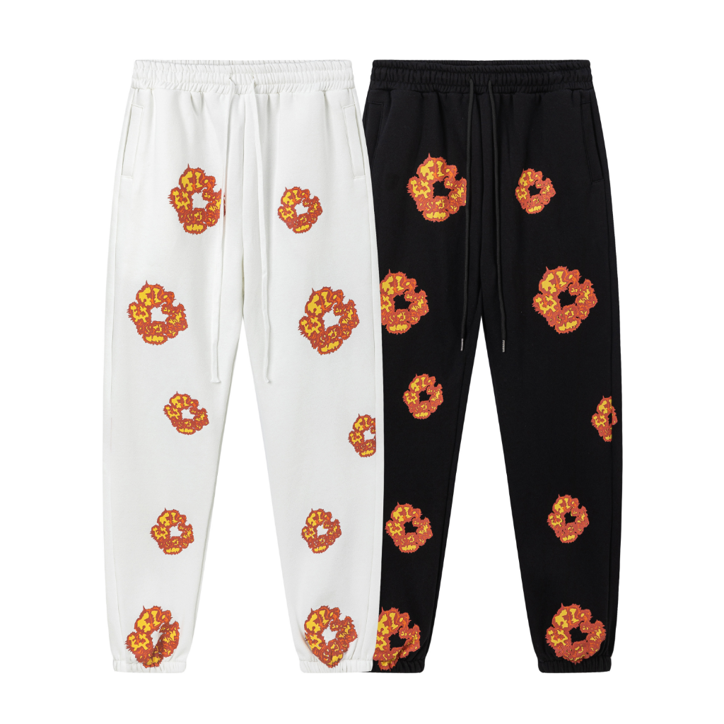 Off-White Explosion Flower Sweatpants — White & Black