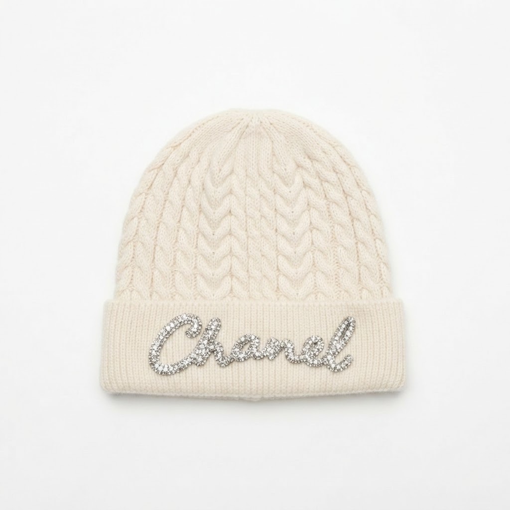 Chanel Crystal Logo Knit Beanie