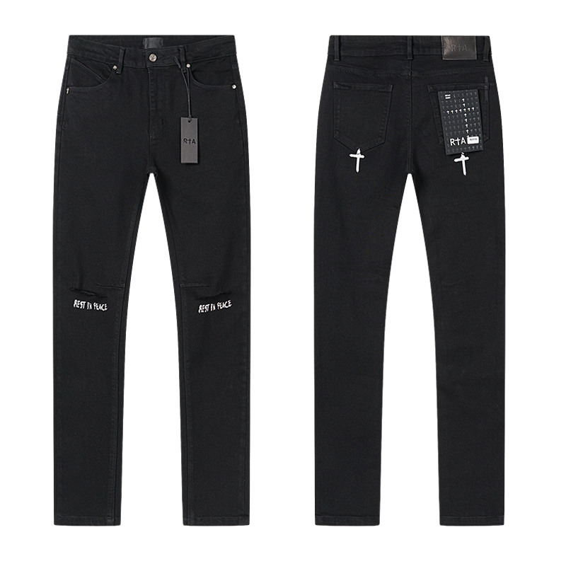 R+A Rest In Peace Cross Slim Jeans — Black