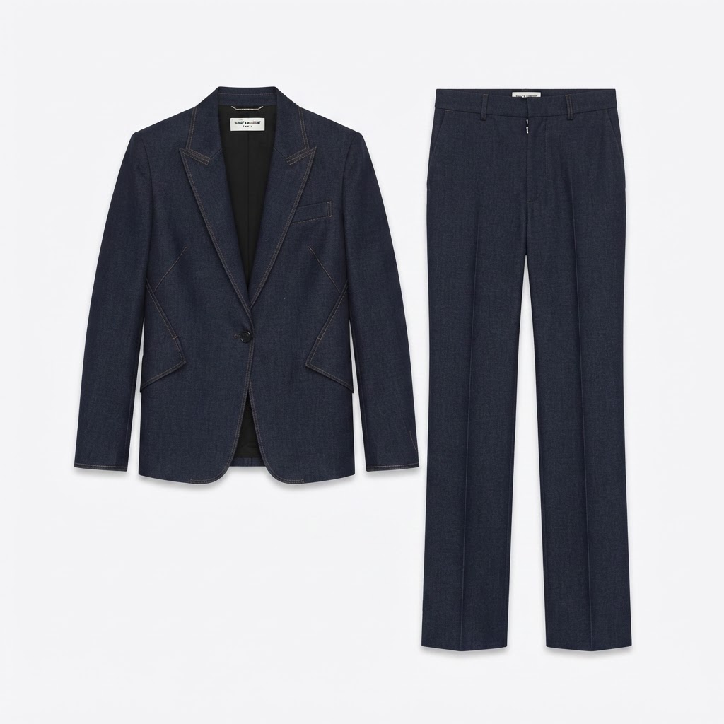 Saint Laurent Indigo Denim Blazer Suit