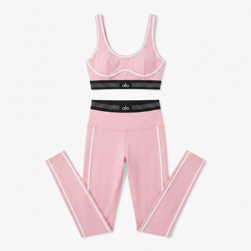Alo Yoga Piped Bra & Leggings Set
