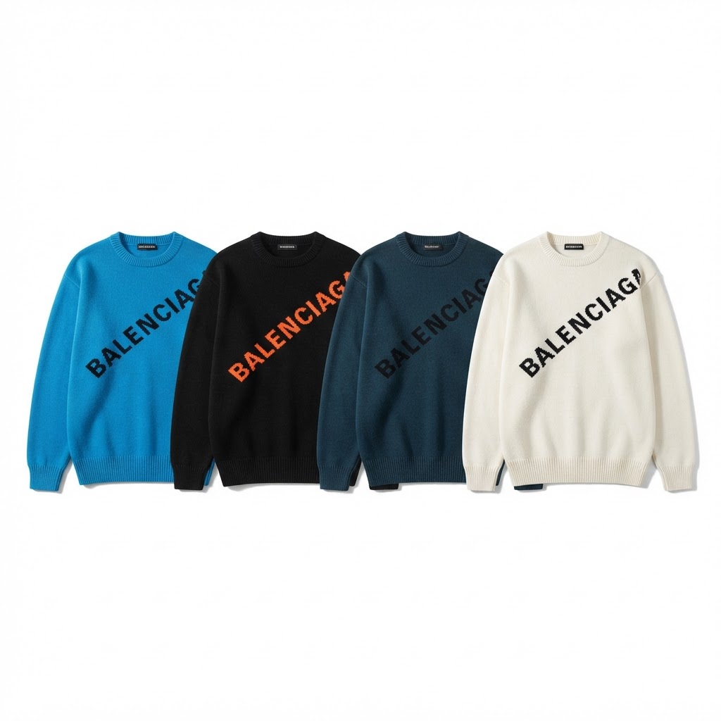 BALENCIAGA Diagonal Logo Crewneck Sweater