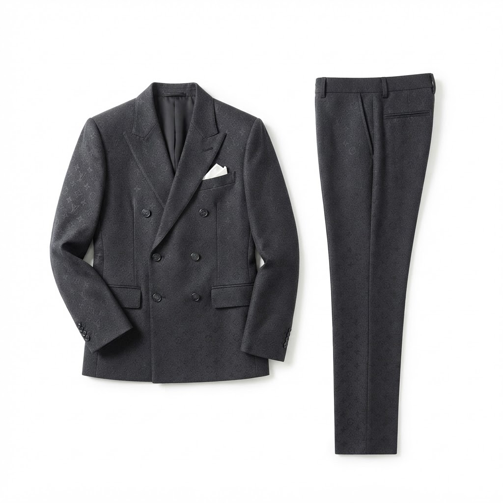 LV Monogram Jacquard Suit Set — Dark Grey