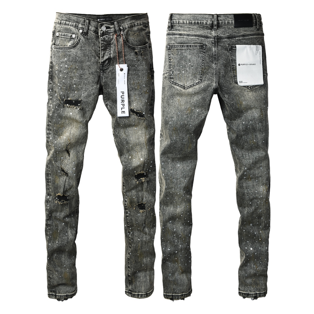 Purple Brand Grey Rip Slim Jeans — Grey