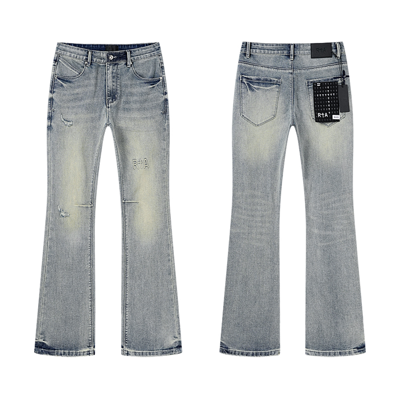R+A Whisker Rip Flare Jeans — Light Blue (Women's)