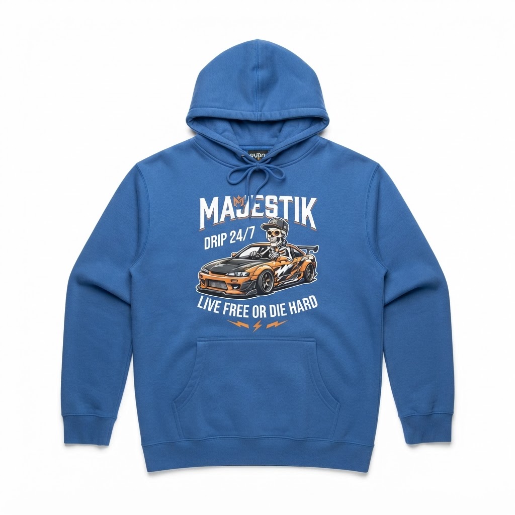 Majestik Hoodie — Blue Skeleton Car