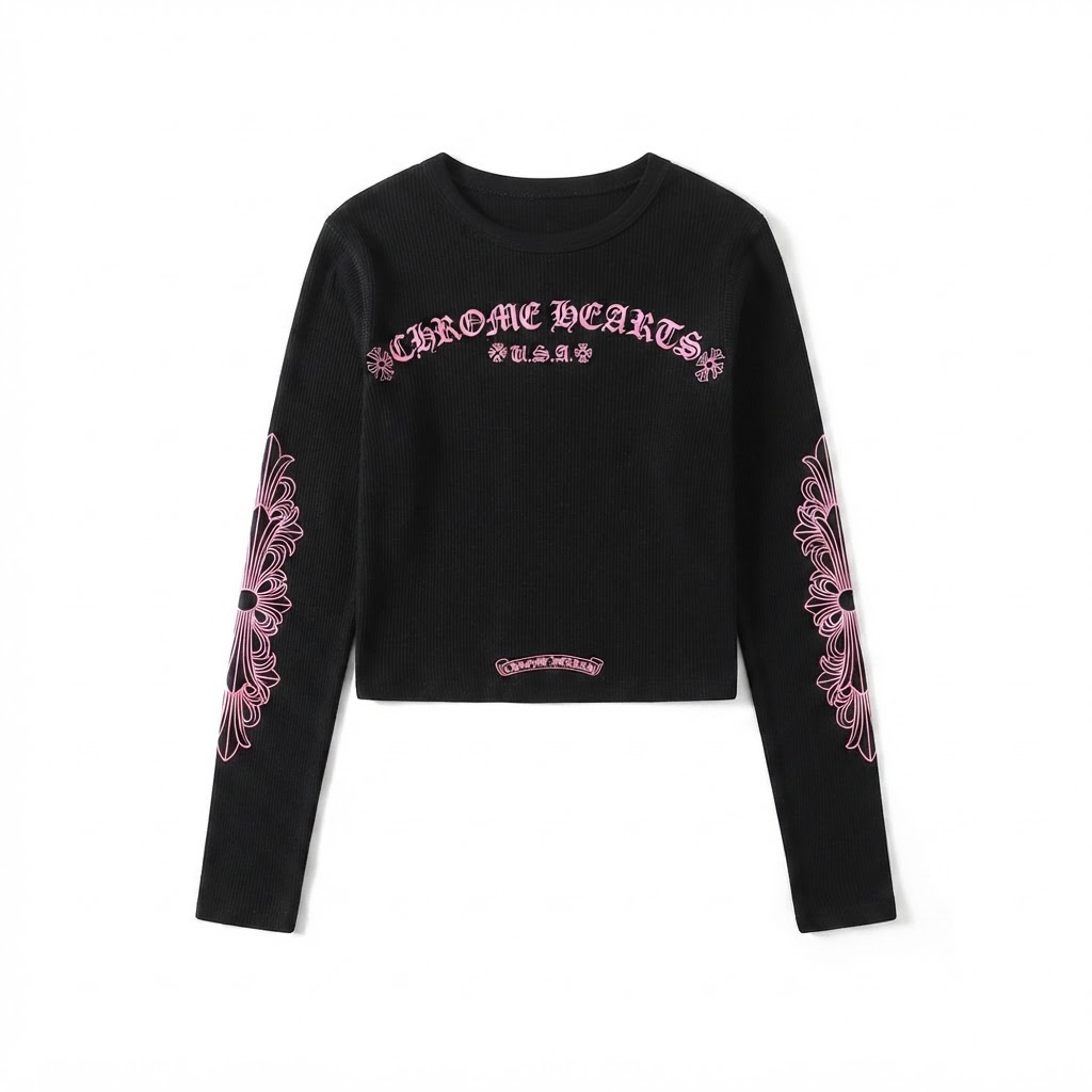 Chrome Hearts Ribbed LS Crop