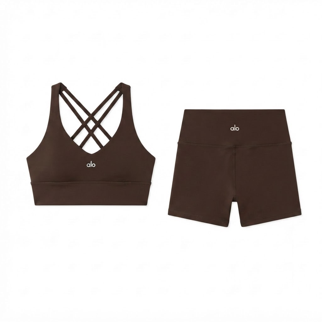 Alo Criss-Cross Sports Bra & Athletic Shorts Set