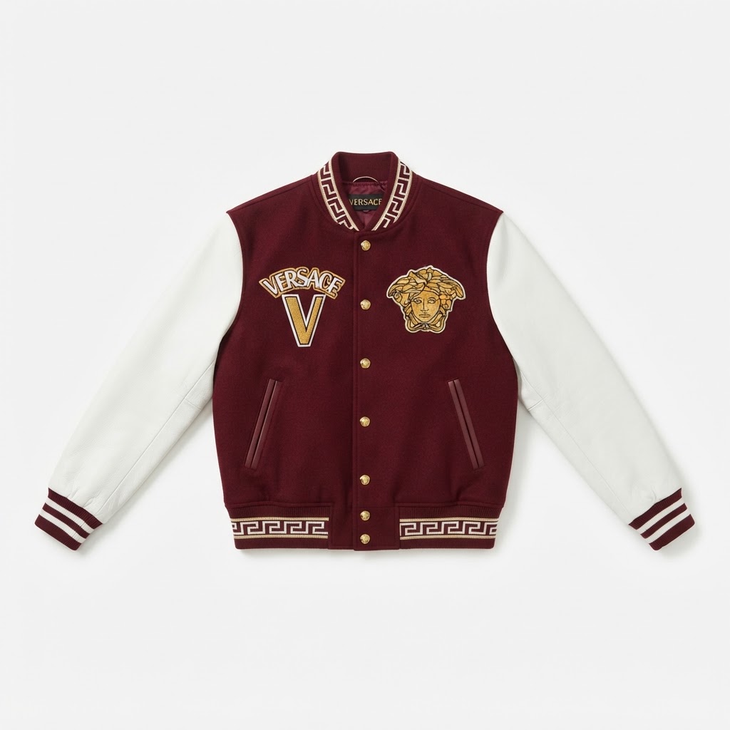 Versace Varsity Jacket — Burgundy / White