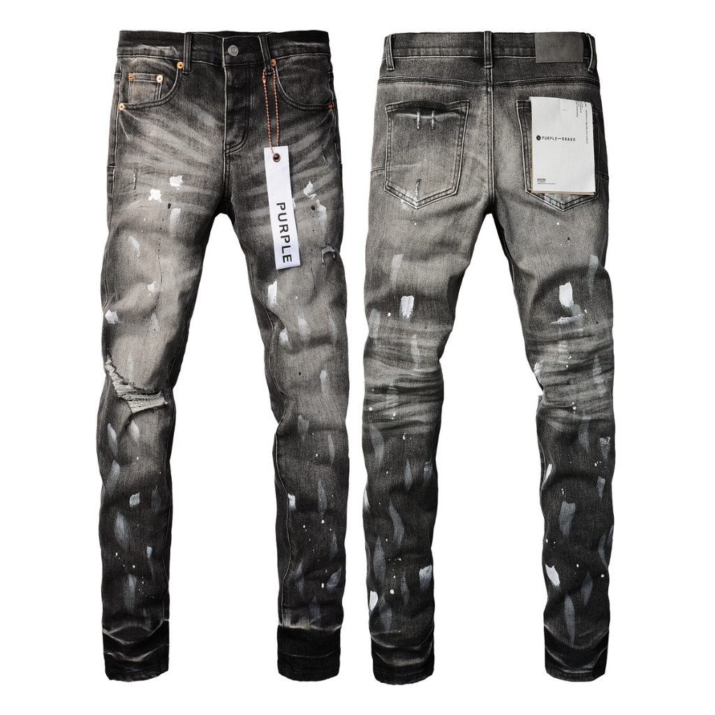 Purple Brand Black Stud Slim Jeans (V2)