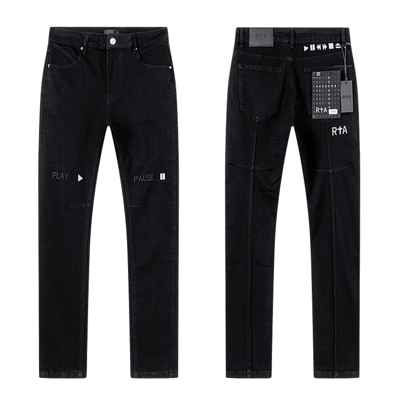 R+A Play Pause Media Control Slim Jeans — Black