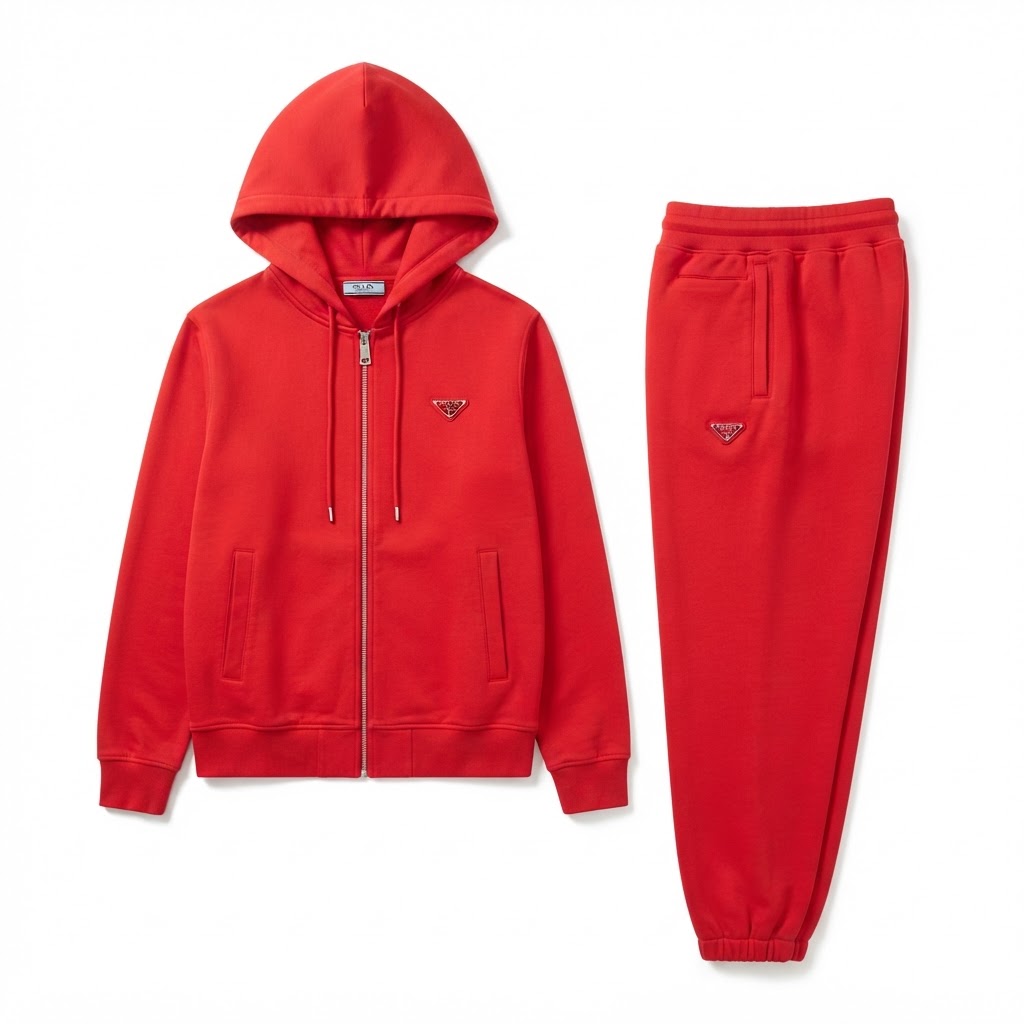 Prada Hooded Zip-Up Tracksuit Set