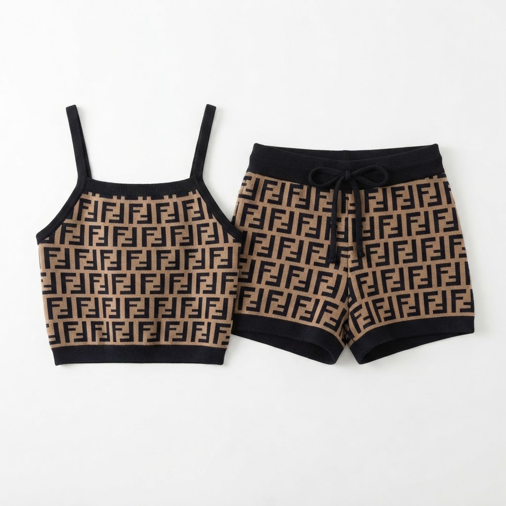 Fendi Knit Crop & Shorts Set