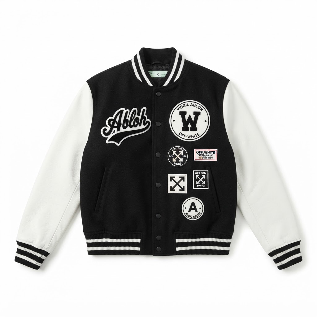 Varsity Jacket — Black / Abloh W Patch