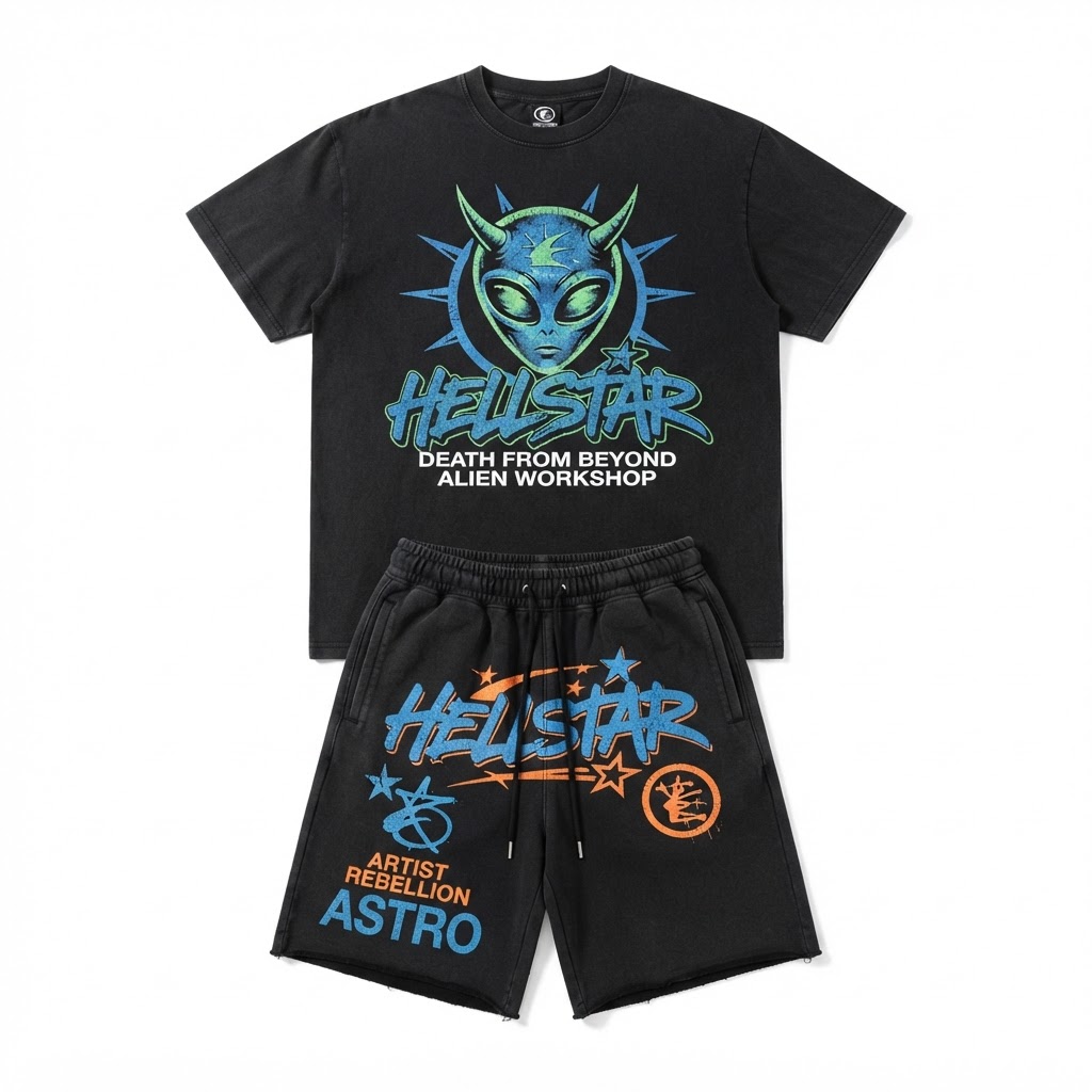 Hellstar Alien Tee + Shorts Set