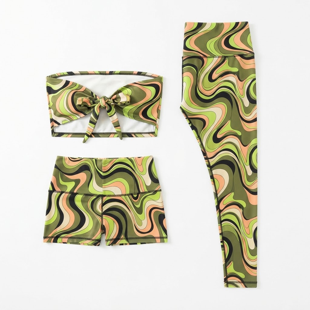 Pucci Olive Tie-Front Activewear Set