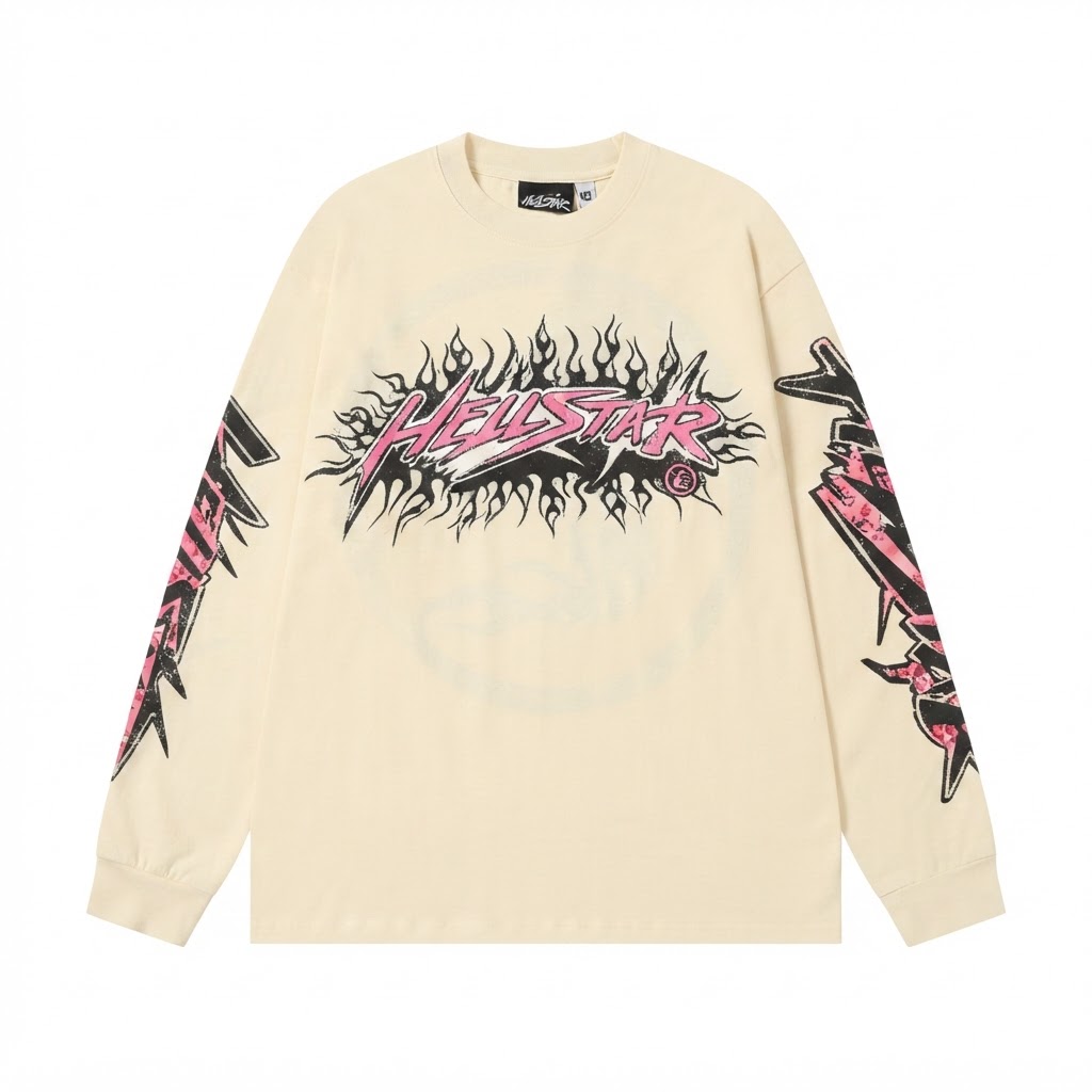 Hellstar Pink Flame Logo Long Sleeve