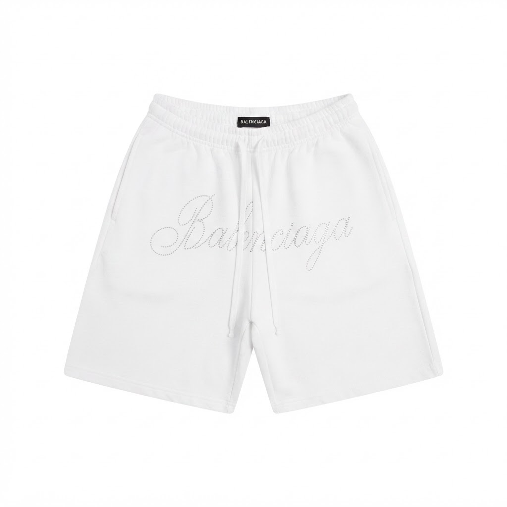 BALENCIAGA Rhinestone Script Shorts