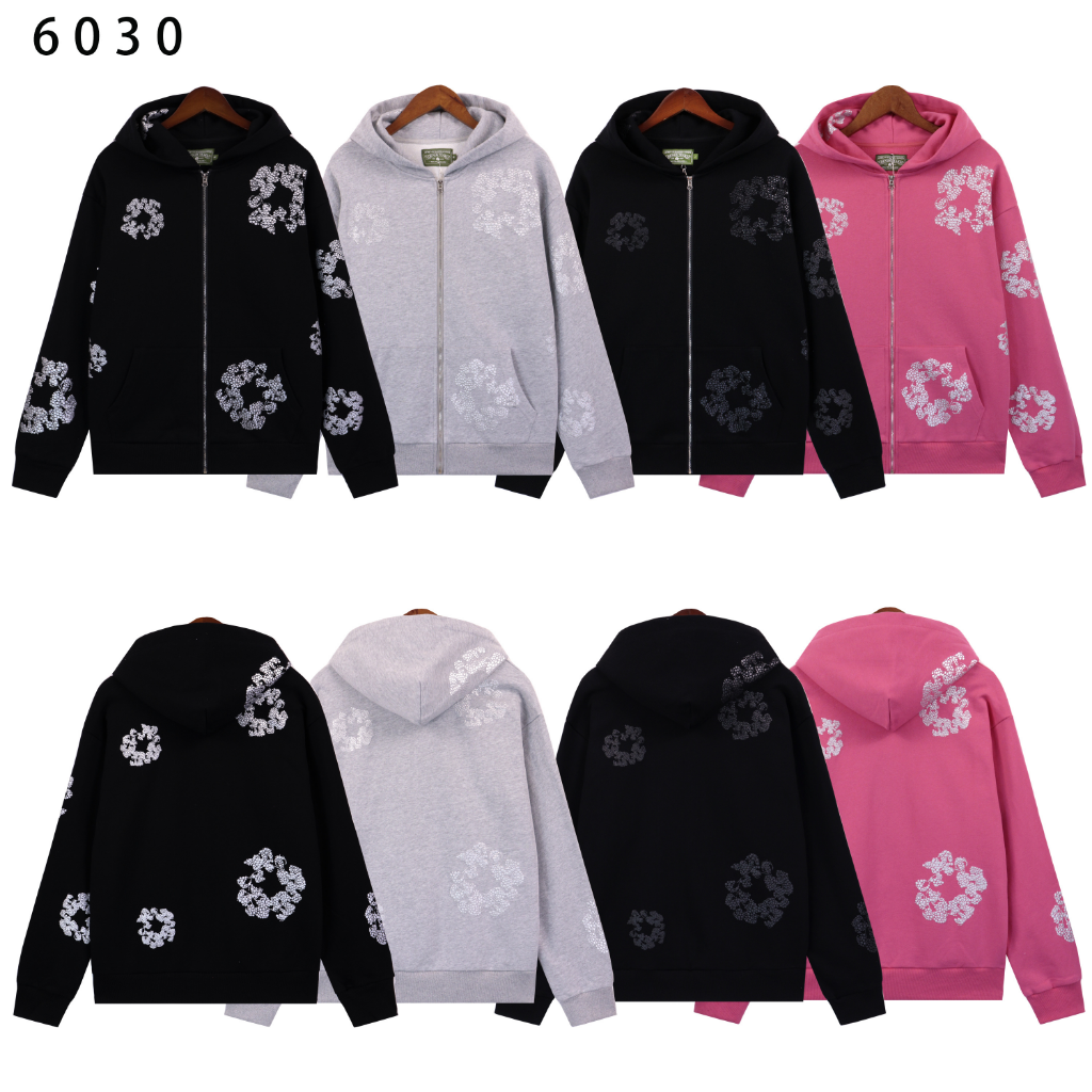 Denim Tears Crystal Wreath Zip Hoodie & Sweatpants Set — 4 Colors