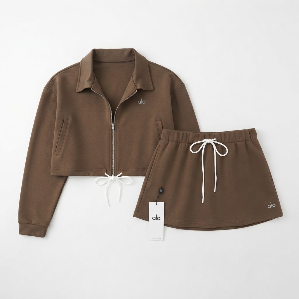 Alo Yoga Zip Jacket & Mini Skirt Set