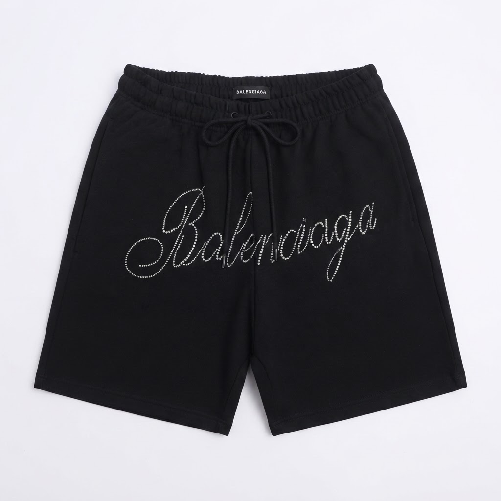 BALENCIAGA Rhinestone Script Shorts