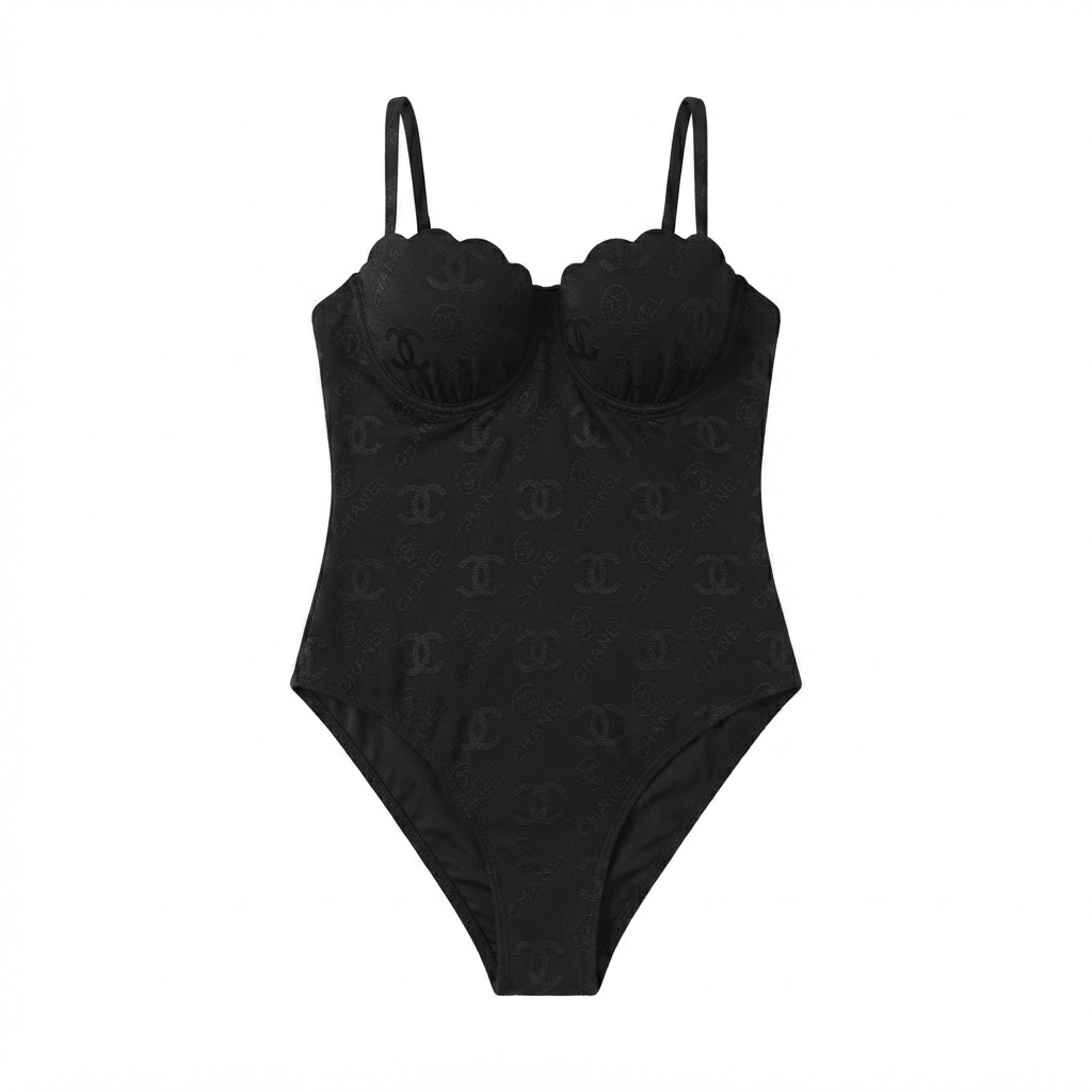 Chanel Black Scalloped One-Piece