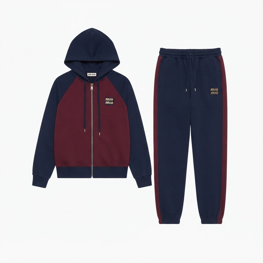 Miu Miu Color-Block Hoodie Tracksuit Set