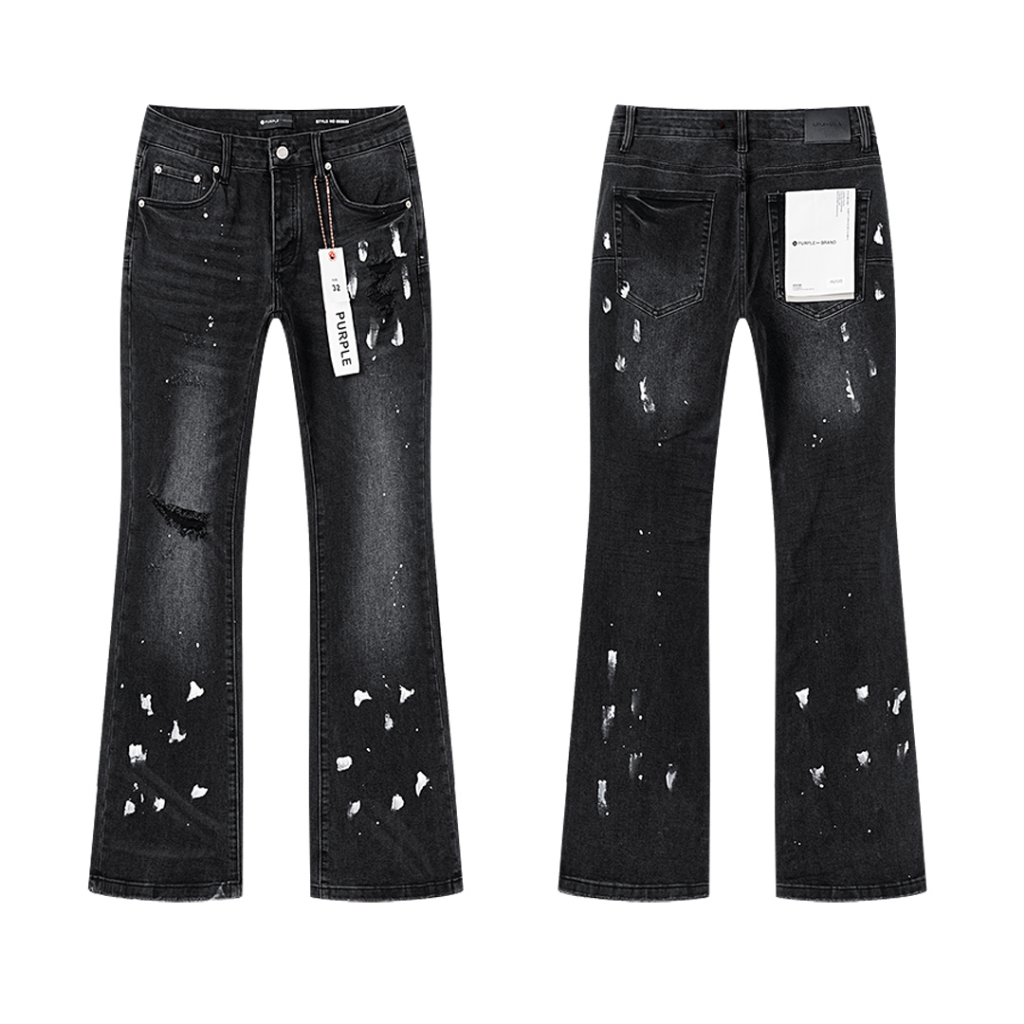 Purple Brand White Paint Rip Flare Jeans — Black (Women's)