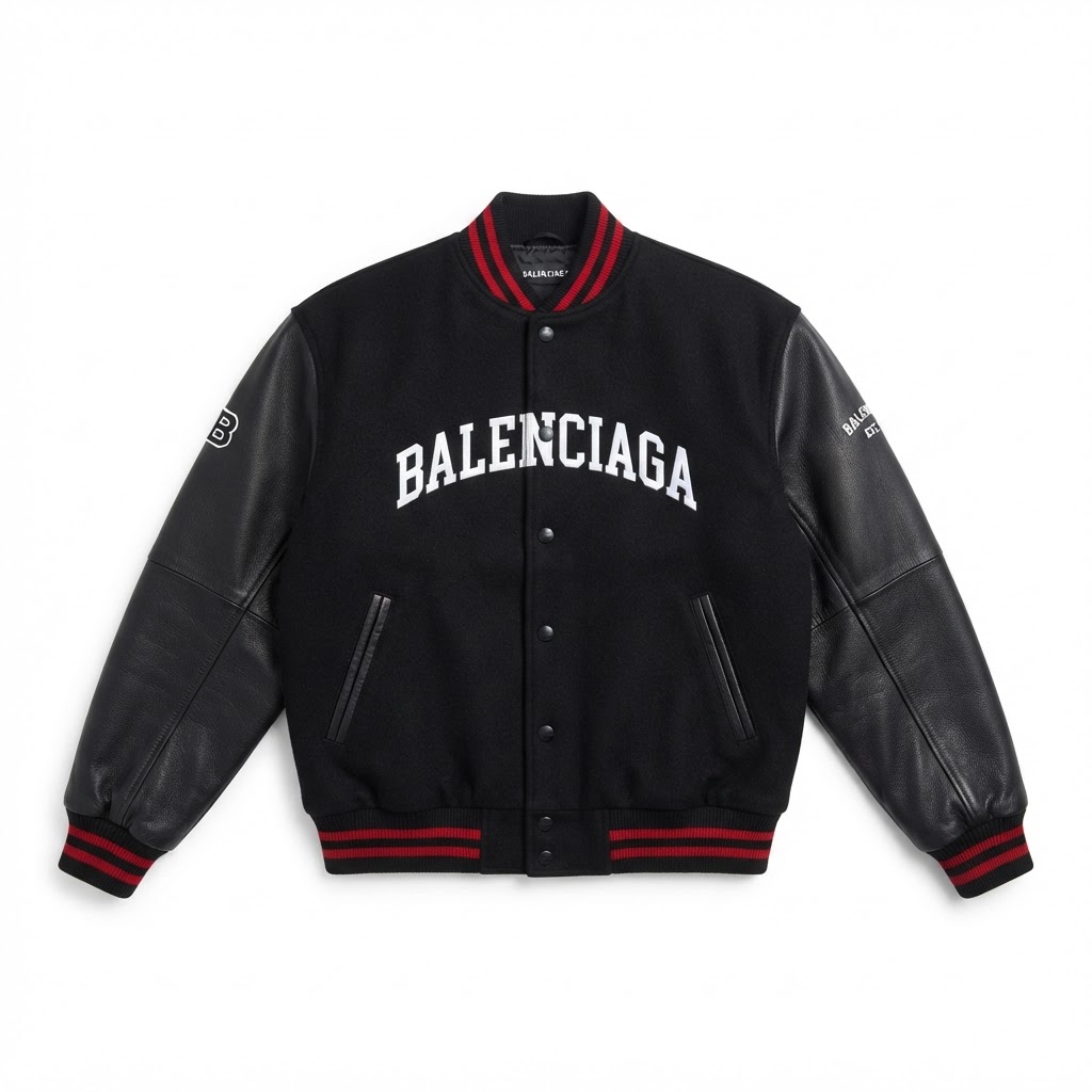 Balenciaga Varsity Jacket — Black / Leather