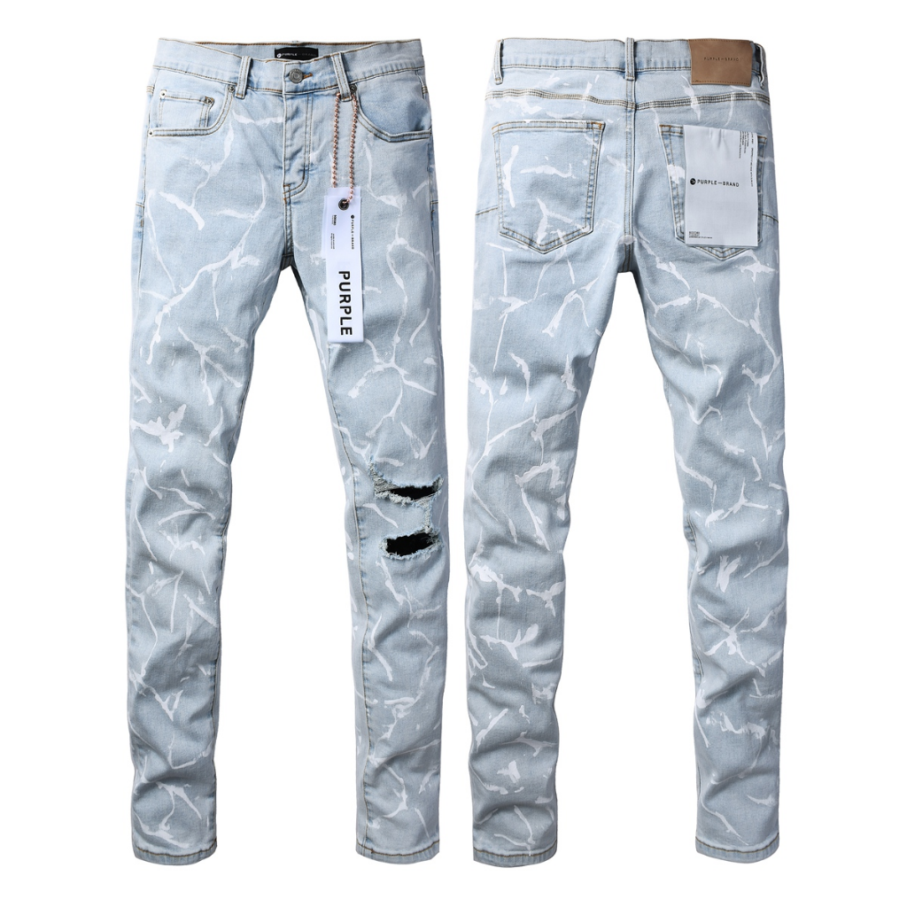 Purple Brand Dark Brown Paint Rip Slim Jeans