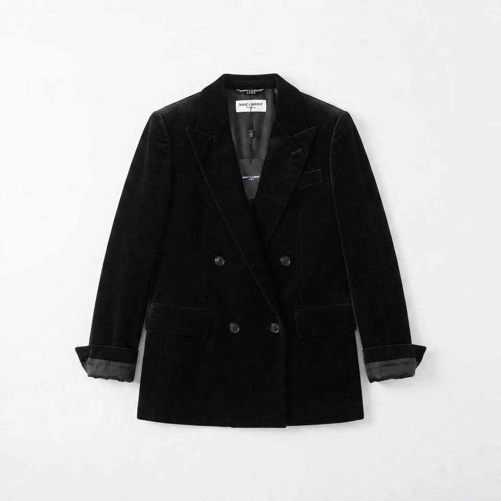 Saint Laurent Velvet Double-Breasted Blazer