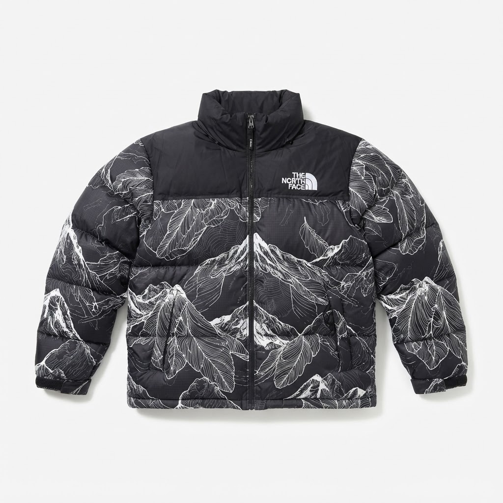 The North Face Nuptse 1996 Puffer Jacket — Topographic Print