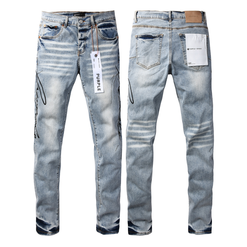 Purple Brand Rhinestone Scatter Rip Slim Jeans — Black