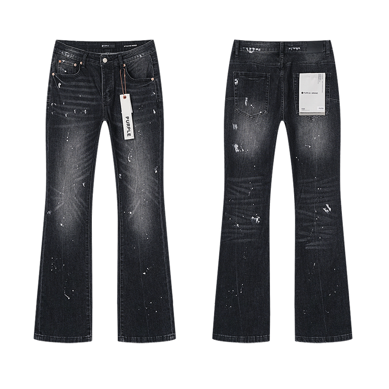 Purple Brand Multi Paint Splatter Flare Jeans — Black (Women's)