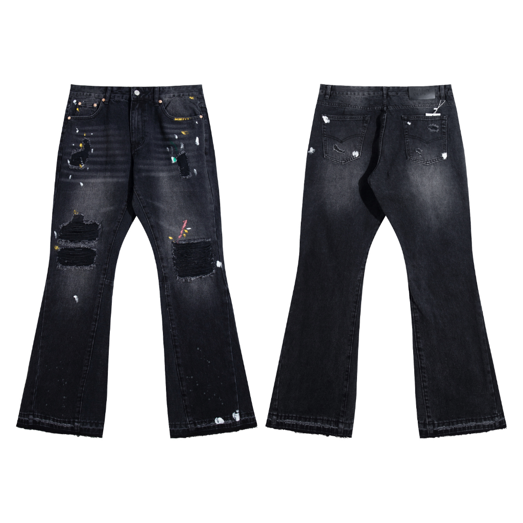 Gallery Dept. Grey Paint Splatter Flare Jeans