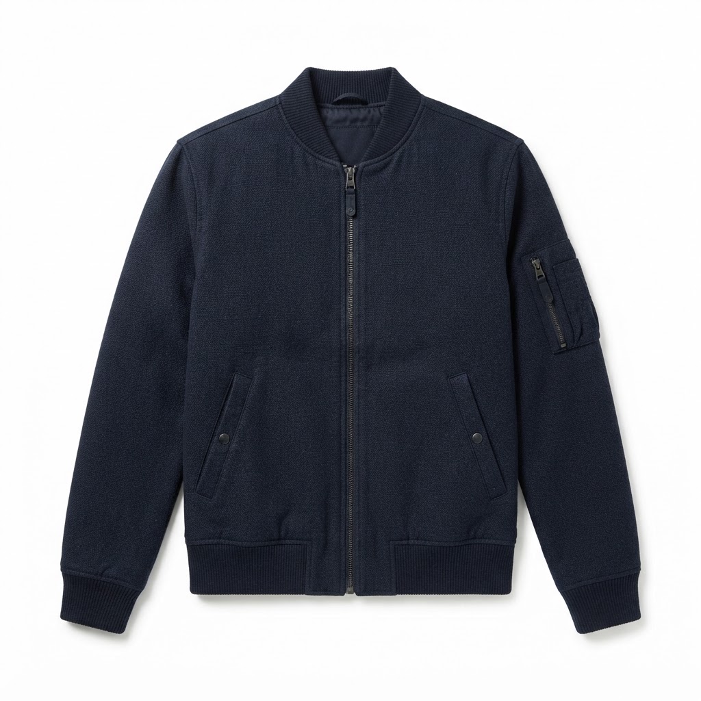 Bomber Jacket — Dark Blue Textured