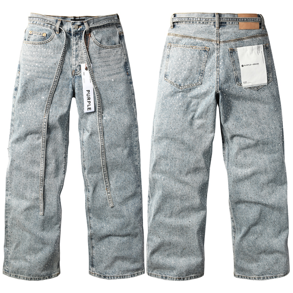 Purple Brand Full Rhinestone Jeans — Light Wash