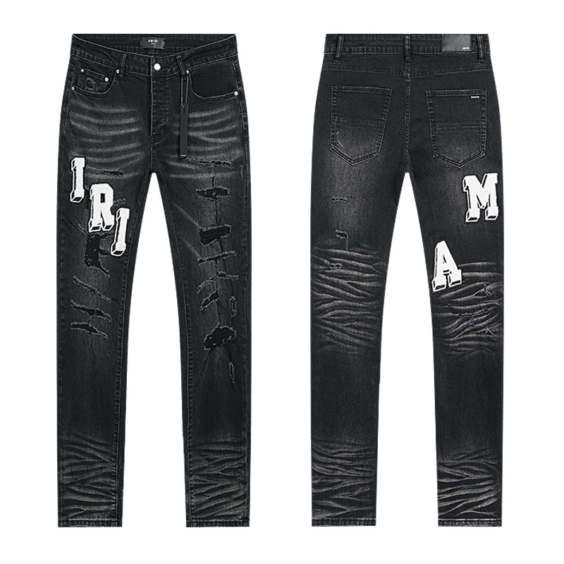 AMIRI MA IRI Distressed Black Jeans