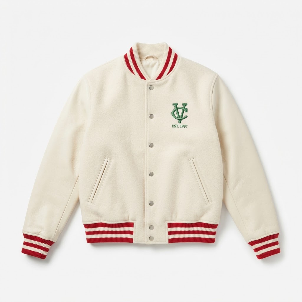 Varsity Jacket — Cream / Green Graphic