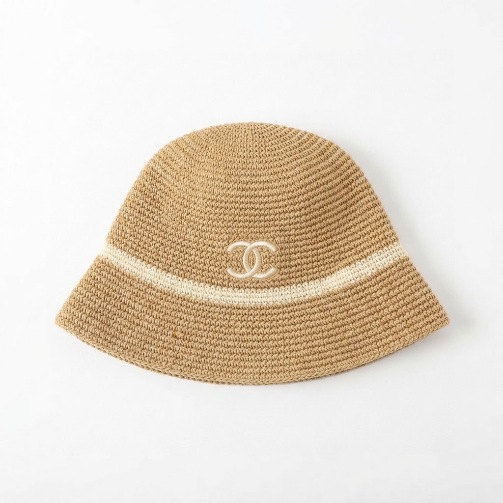 Chanel Suede Ruffle Brim Bucket Hat