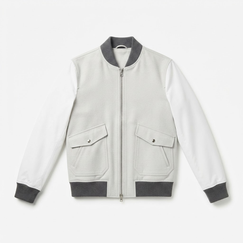 Bomber Jacket — Light Grey / Flap Pockets